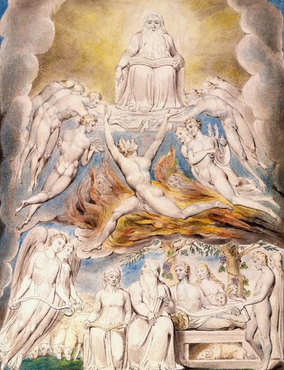 Satan voor de troon van God door William Blake